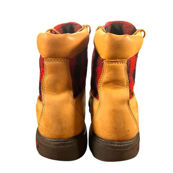 Timberland 6” Boots Mens 10.5 Wheat Leather Buffalo Plaid Flannel 45026 main image 7